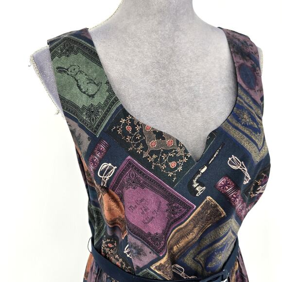 ModCloth Dress Womens XL Geometric Cotton Back Zip Fit n Flare Belted Lined - Picture 6 of 13